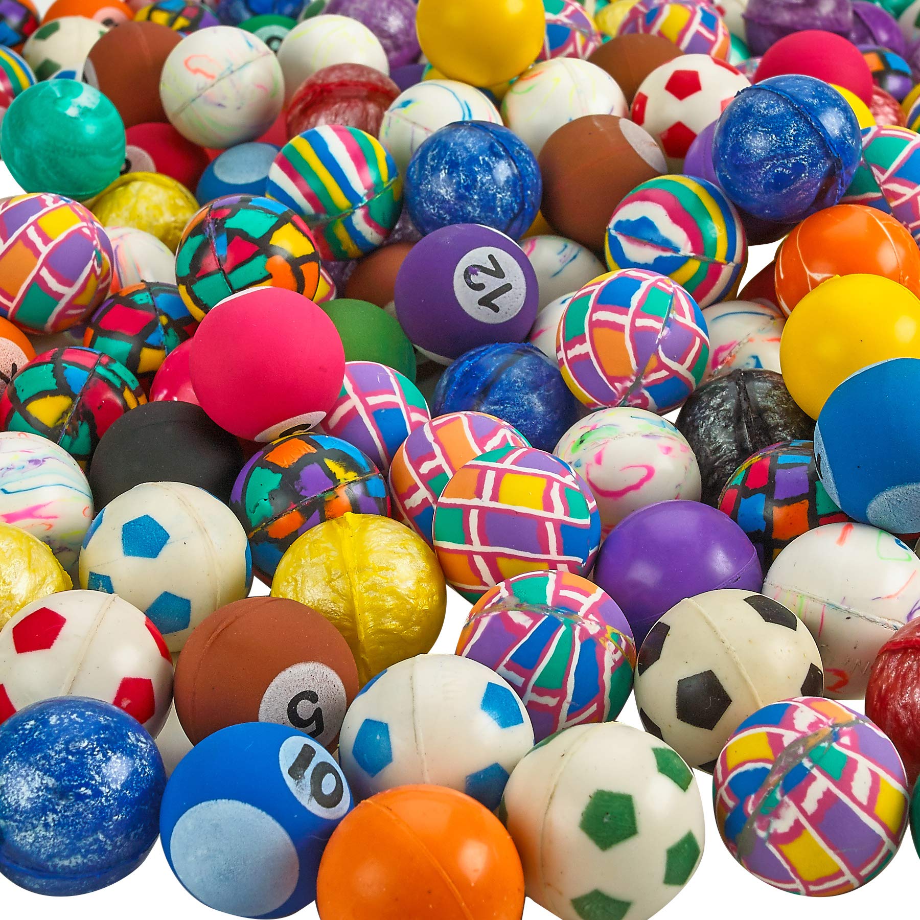 Bouncy Balls in Bulk - (1inch/27mm) Hi Bounce Ball Variety Assortment Mix, Colorful and Small Rubber Bouncing Balls for Kids Game Prizes, Party Favors and Vending Machines